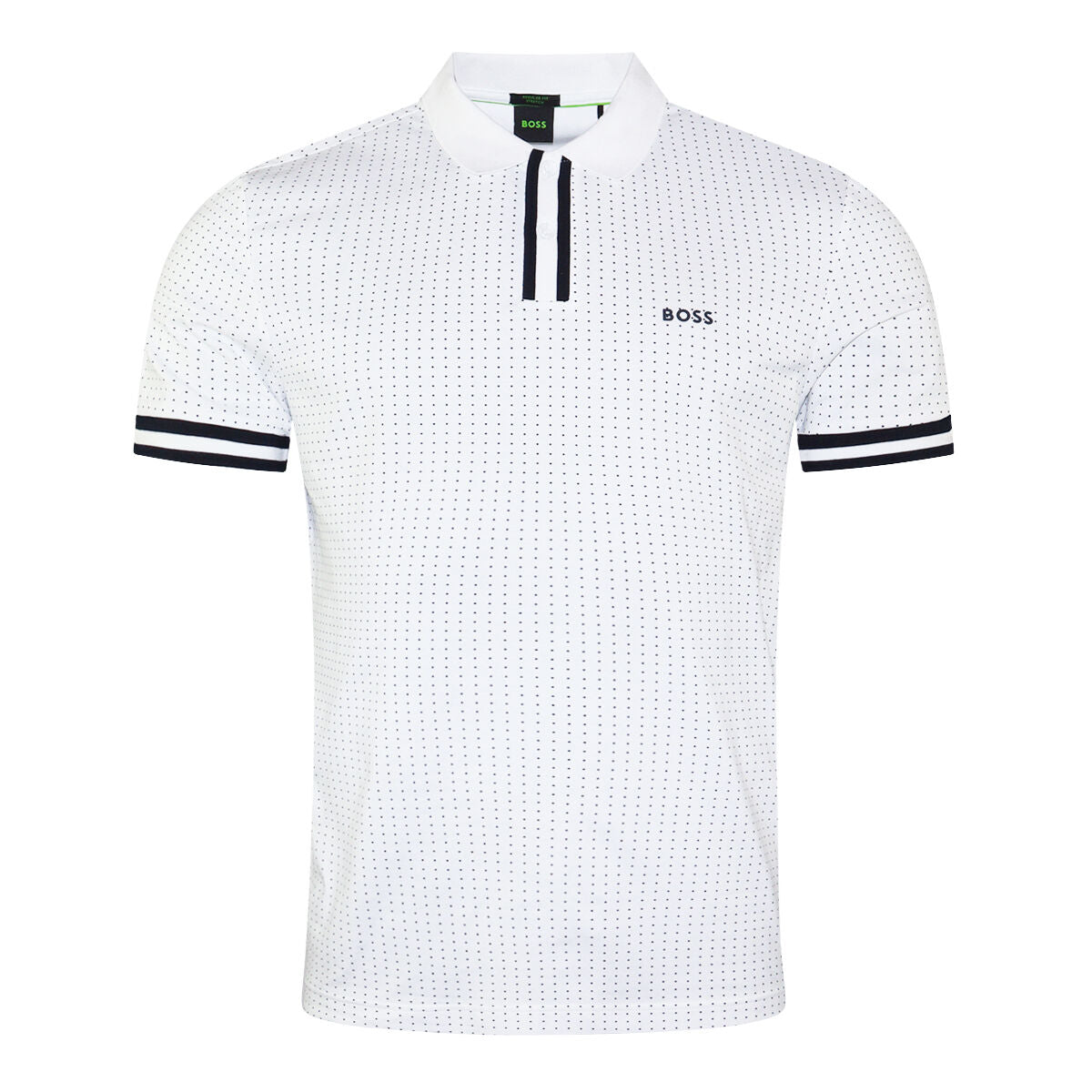 Hugo Boss Paddy Polka Dot Stretch Cotton White Polo T-Shirt