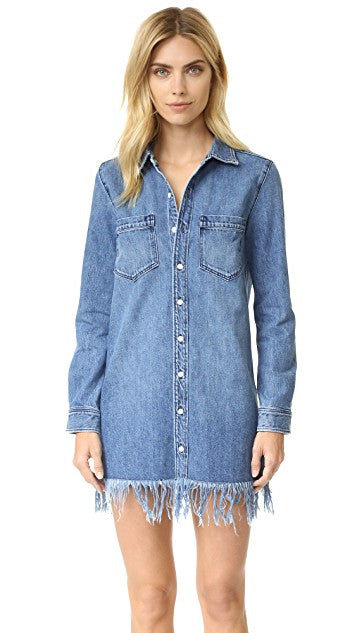 3X1 Denim Fringe Shirt Dress