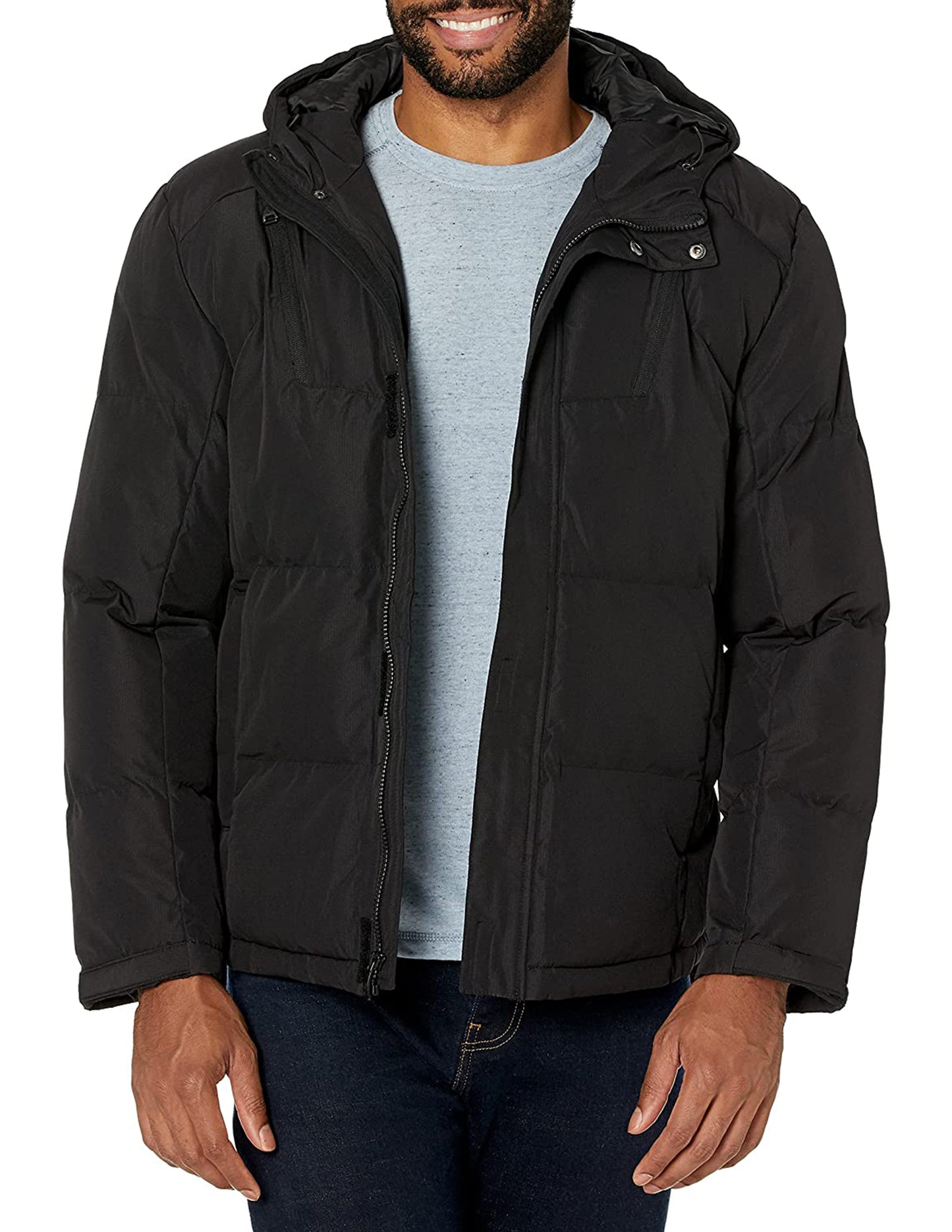 HFX Men's Hooded Jacket with Zipped Chest Pockets, Water and Wind Resistant