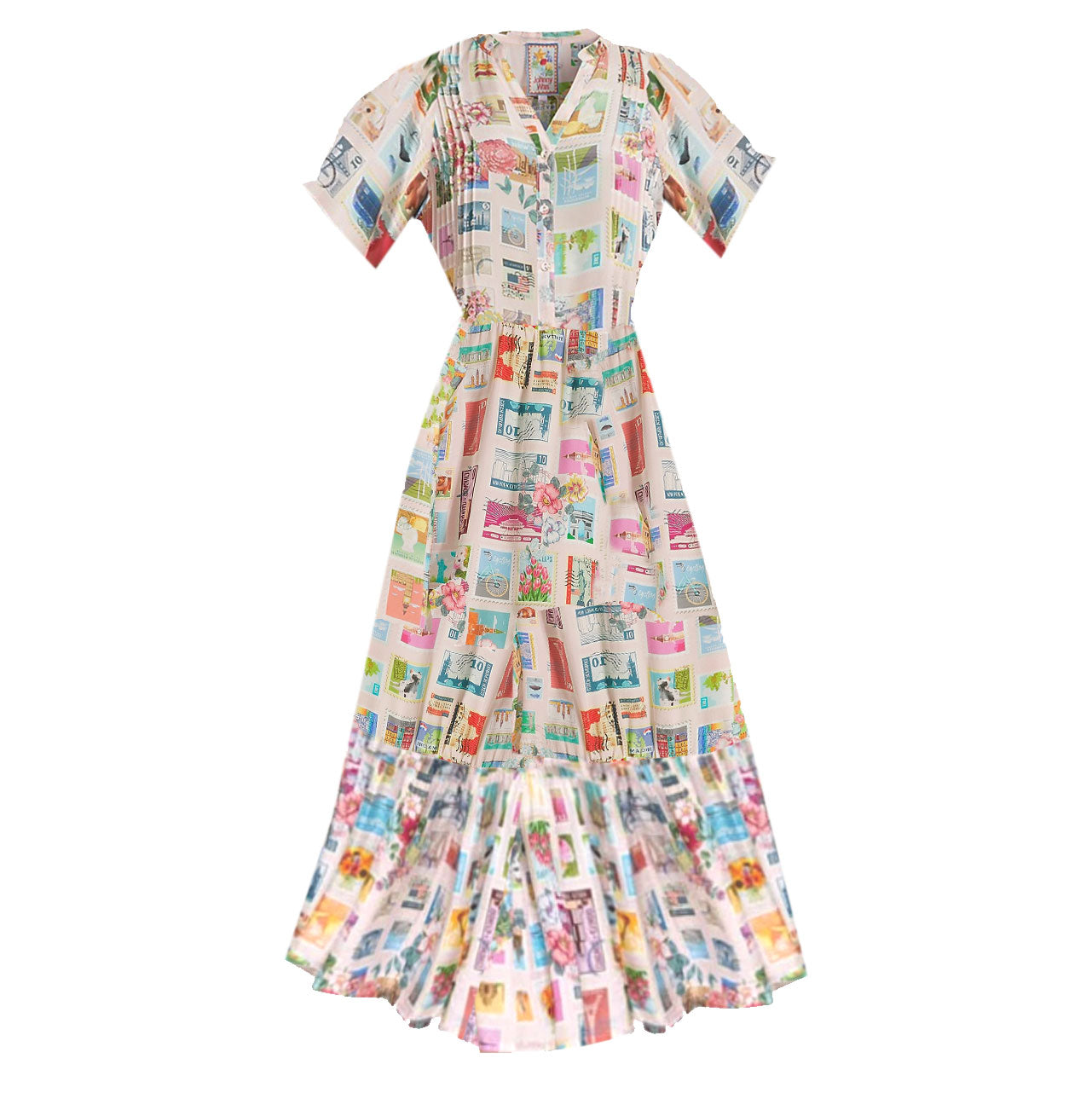 Johnny Was Women Sekai Mary Short Sleeve Ruffled Silk Maxi Dress