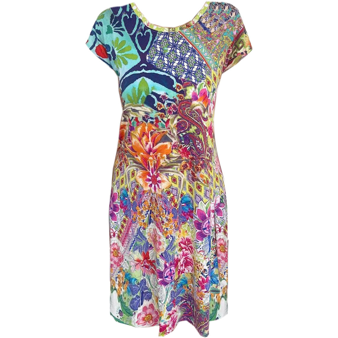 Johnny Was Women Talavera Cap Sleeve Knee Length Slip Dress