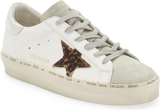 Golden Goose Women Hi Star Low Platform White Leather Lace Up Sneakers