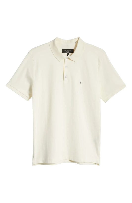 rag & bone Men's Interlock Knit Polo Shirt White