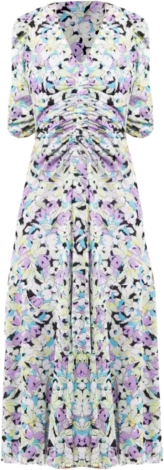 Diane Von Furstenberg Dvf Koren Reversible Midi Dress Aqua Floral/Ocean Tide Orchid