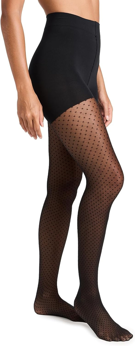 Wolford Women Black Dots Sheer Tights Shaping Stylish & Comfortable Pantyhose