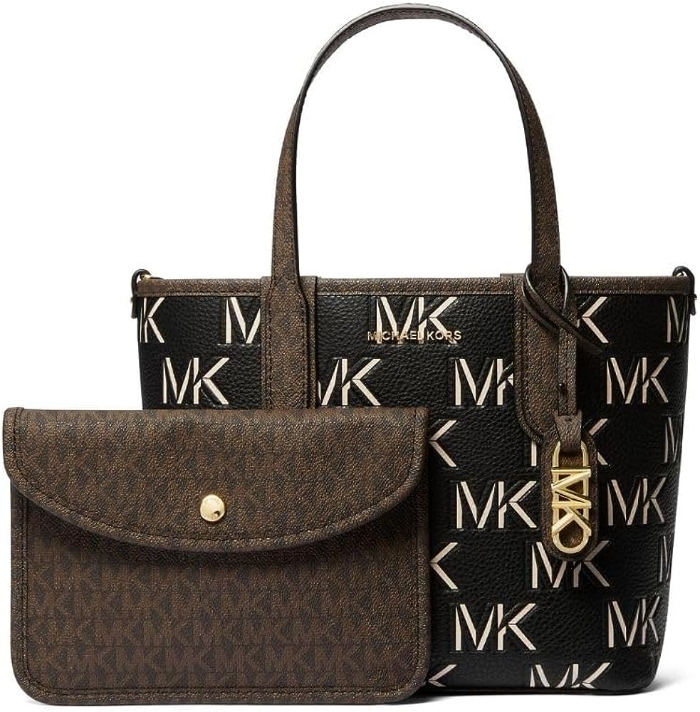 Michael Kors Women Eliza Open Top Tote Leather Bag -Brown/Black