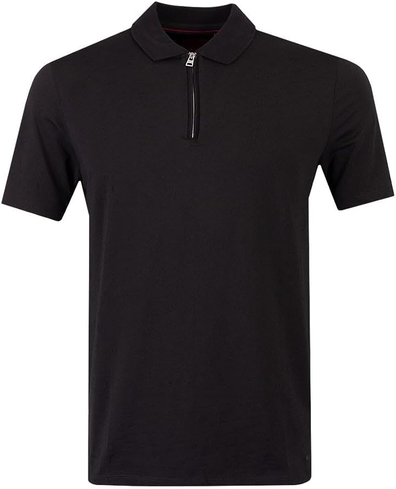 Hugo Boss Hugo Men's Dekok233 Black Half Zip Short Sleeve Polo T-Shirt