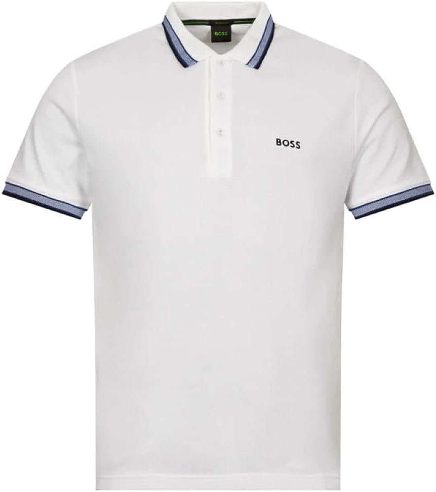 Hugo Boss Men White Paddy Ncsa 108 Pique Cotton Polo T-Shirt