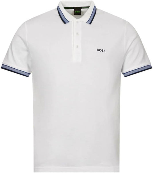 Hugo Boss Men White Paddy Ncsa 108 Pique Cotton Polo T-Shirt