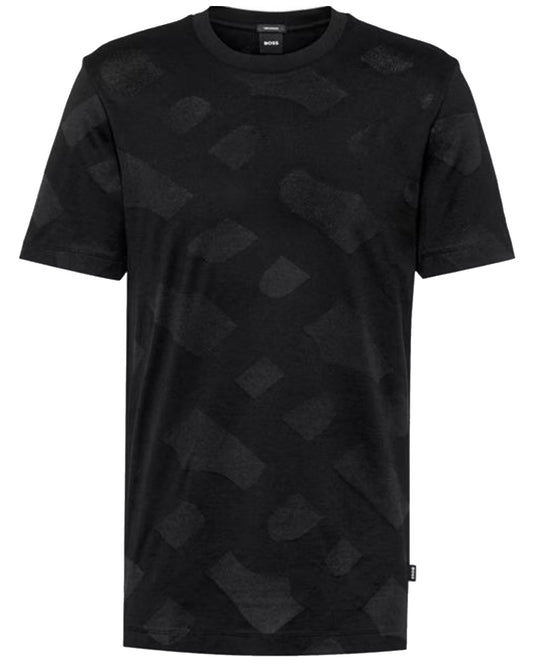 Hugo Boss Men's Tiburt 355 Black Jacquard Logo Short Sleeve Crew Neck T-Shirt