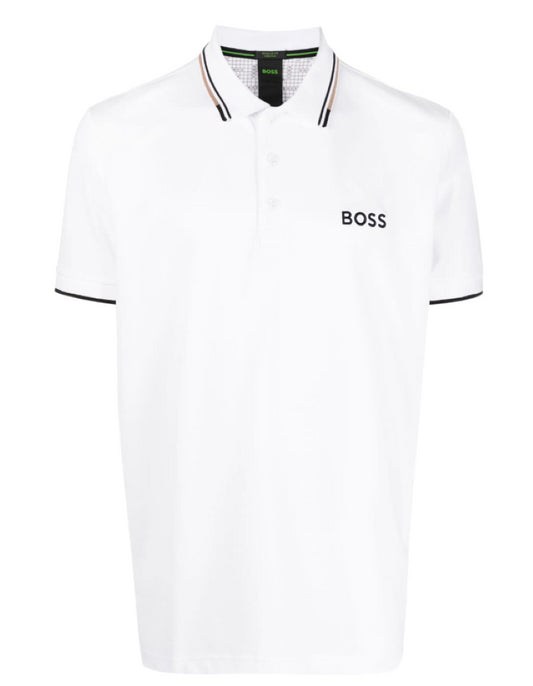 HUGO BOSS Men Paddy Pro Polo Shirt Ice White Short Sleeve T-Shirt