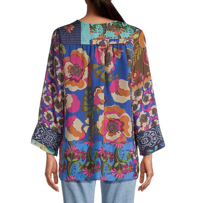 Johnny Was Women Promisino Robi Long Sleeve Multi Silk Blouse