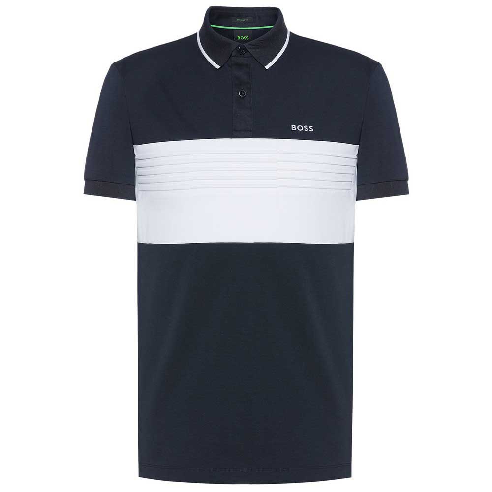 Hugo Boss Men Pavel 402-Dark Blue Short Sleeve Knit Cuffs Cotton Polo Shirt