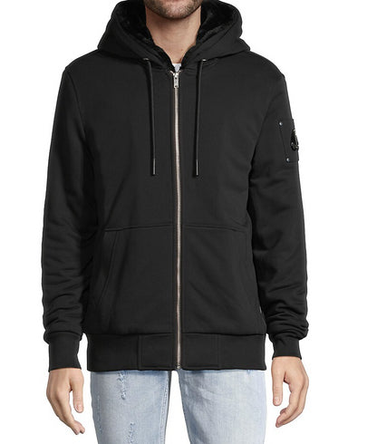 Moose Knuckles Men Classic Bunny Black Full Zip Hoodie Sweatshirt Jacket