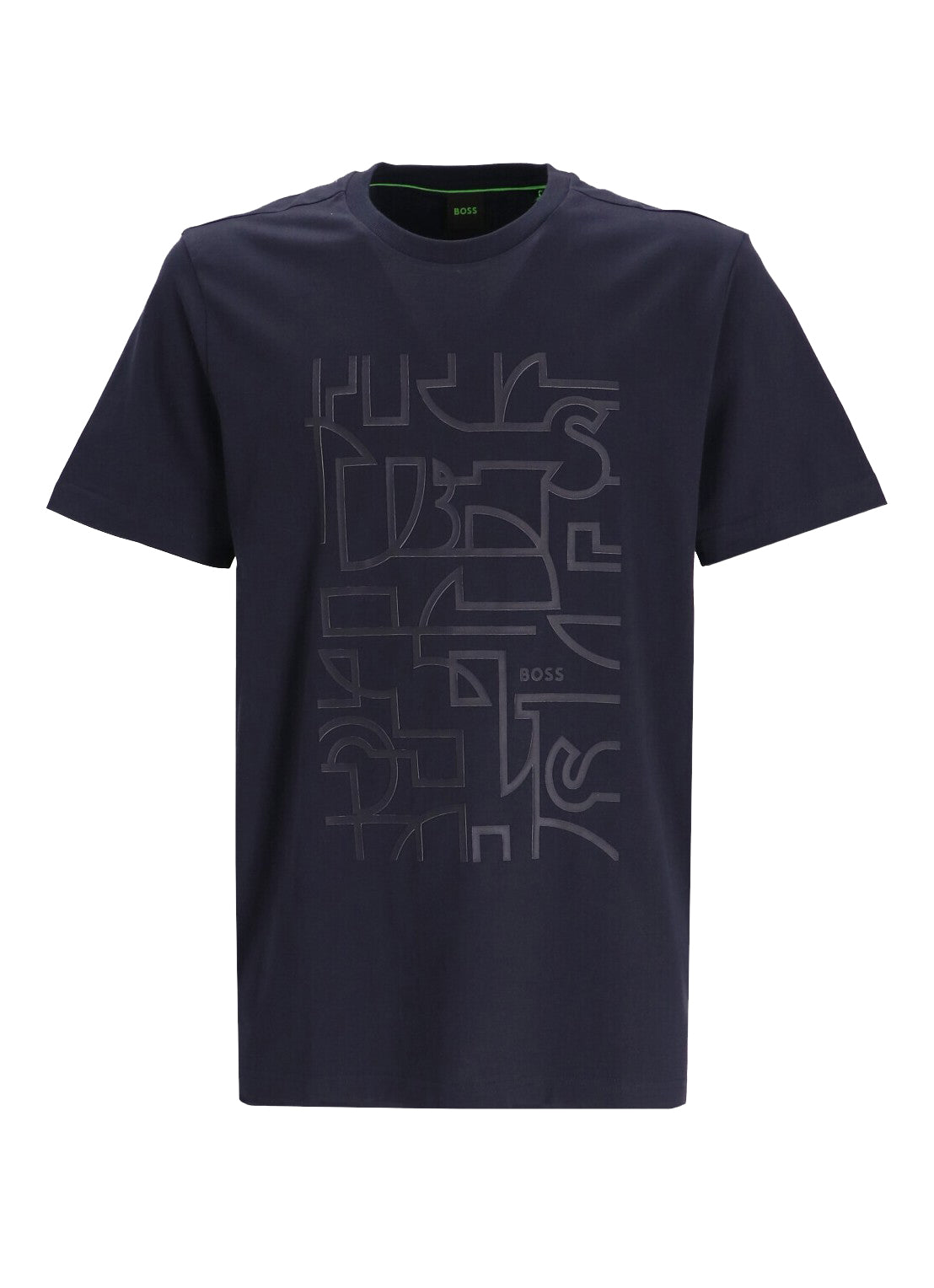 Hugo Boss Men's Navy Blue Tee 2 Rubberized Design Short Sleeve Crew Neck T-Shirt