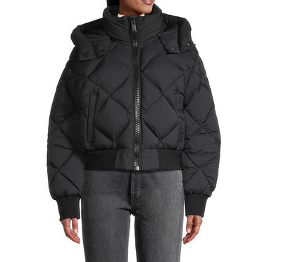 Moose Knuckles Women Flightweight Bankhead Bomber Black Down Puffer Coat Jacket