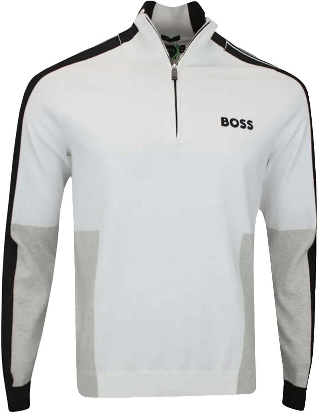 Hugo Boss Men Zolkar Colorblock Half Zip Cotton Knit Sweater 100-White