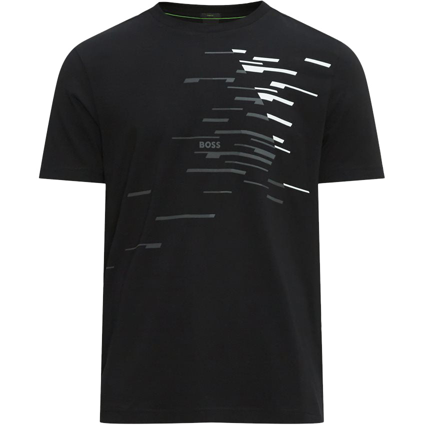 Hugo Boss Men's Tee 7 Black Rubberized Short Sleeve Crew Neck Logo T-Shirt