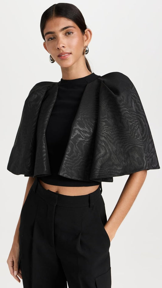 alice + olivia Women's Sergia Cape Sleeve Top, Black