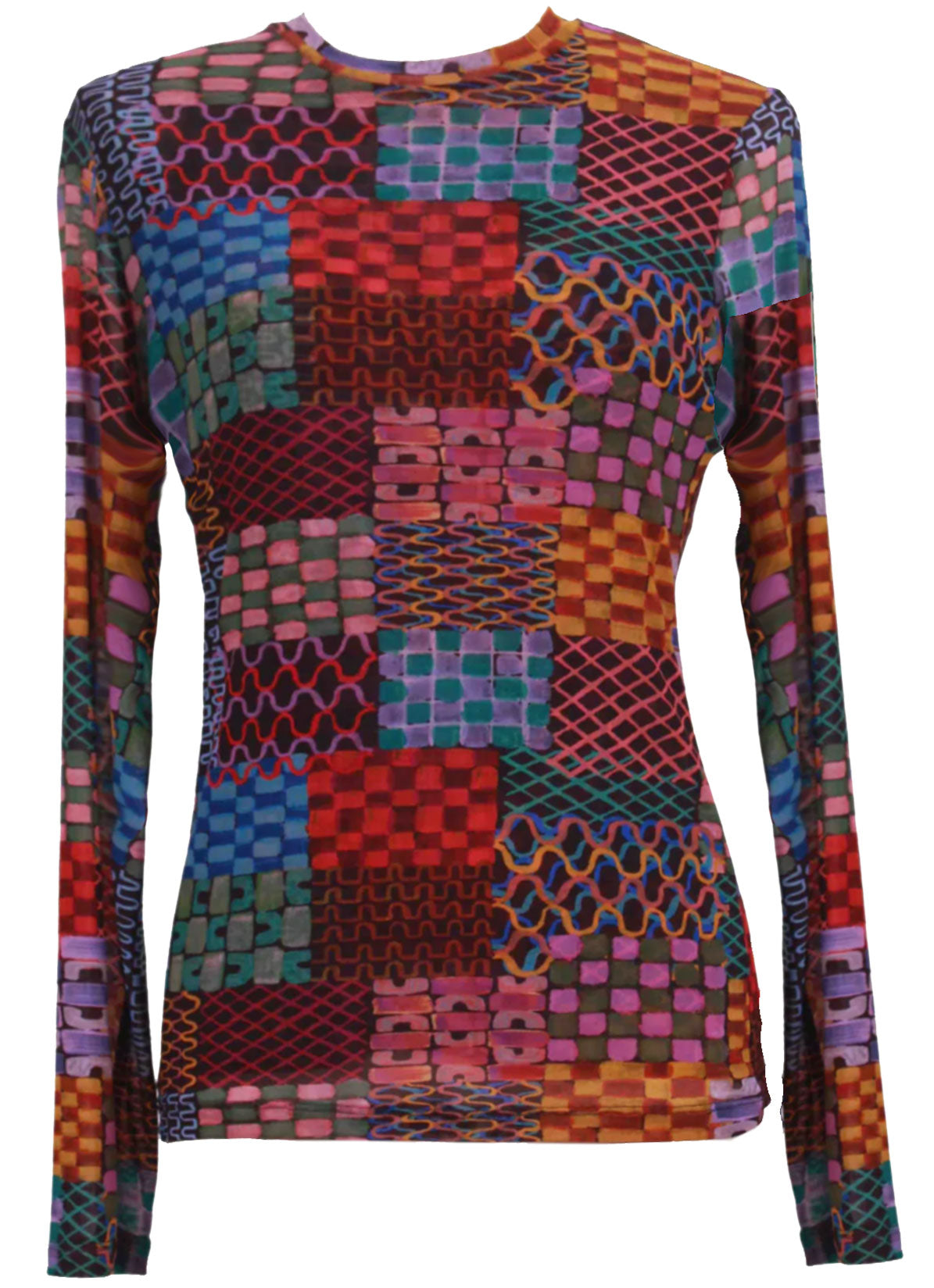 Johnny Was Women Isadora Waves Long Sleeve Mesh Tee Multicolor