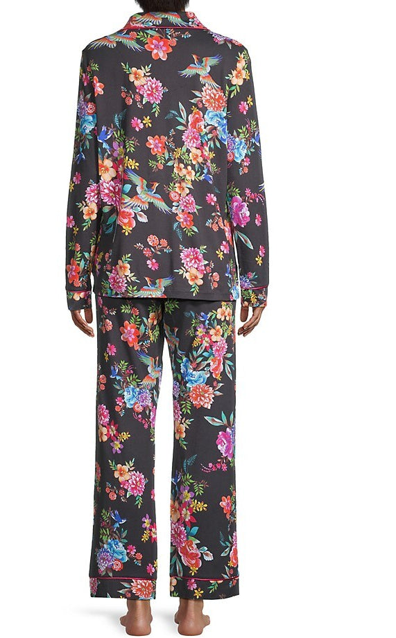 Johnny Was Women Sognatore Nero's Carly Pj Set Long Sleeve Multi Floral New