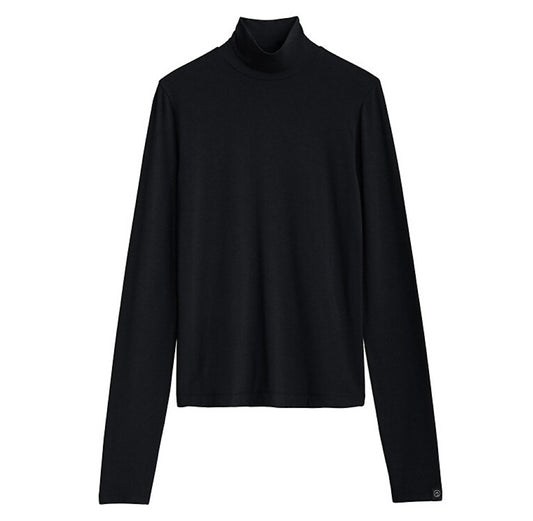 Rag & Bone Women Luca Knit Turtleneck Long Sleeve Top Black