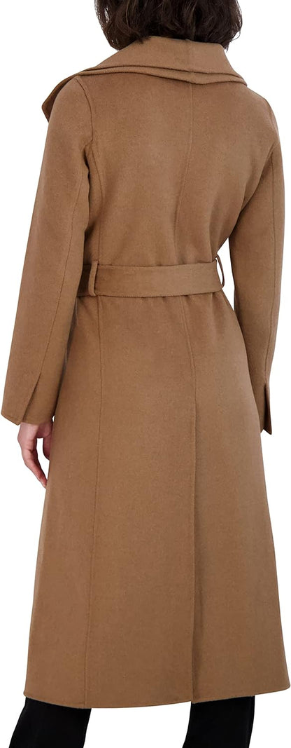 TAHARI Women's Maxi Double Face Wool Blend Wrap Coat, Camel, X-Large ...