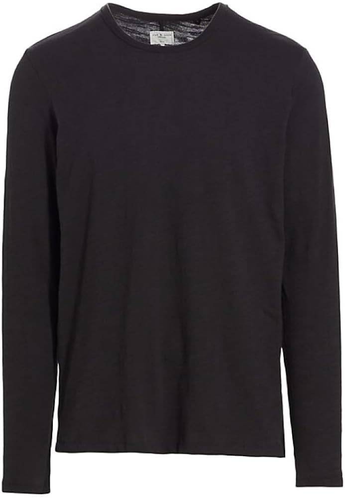 Rag & Bone Men Classic L/S Tee Crew Neck Cotton Pullover T-Shirt Black