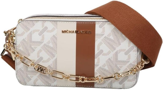 Michael Kors Jet Set-Sm Double Zip Camera Chain Crossbody, Brown/Luggage