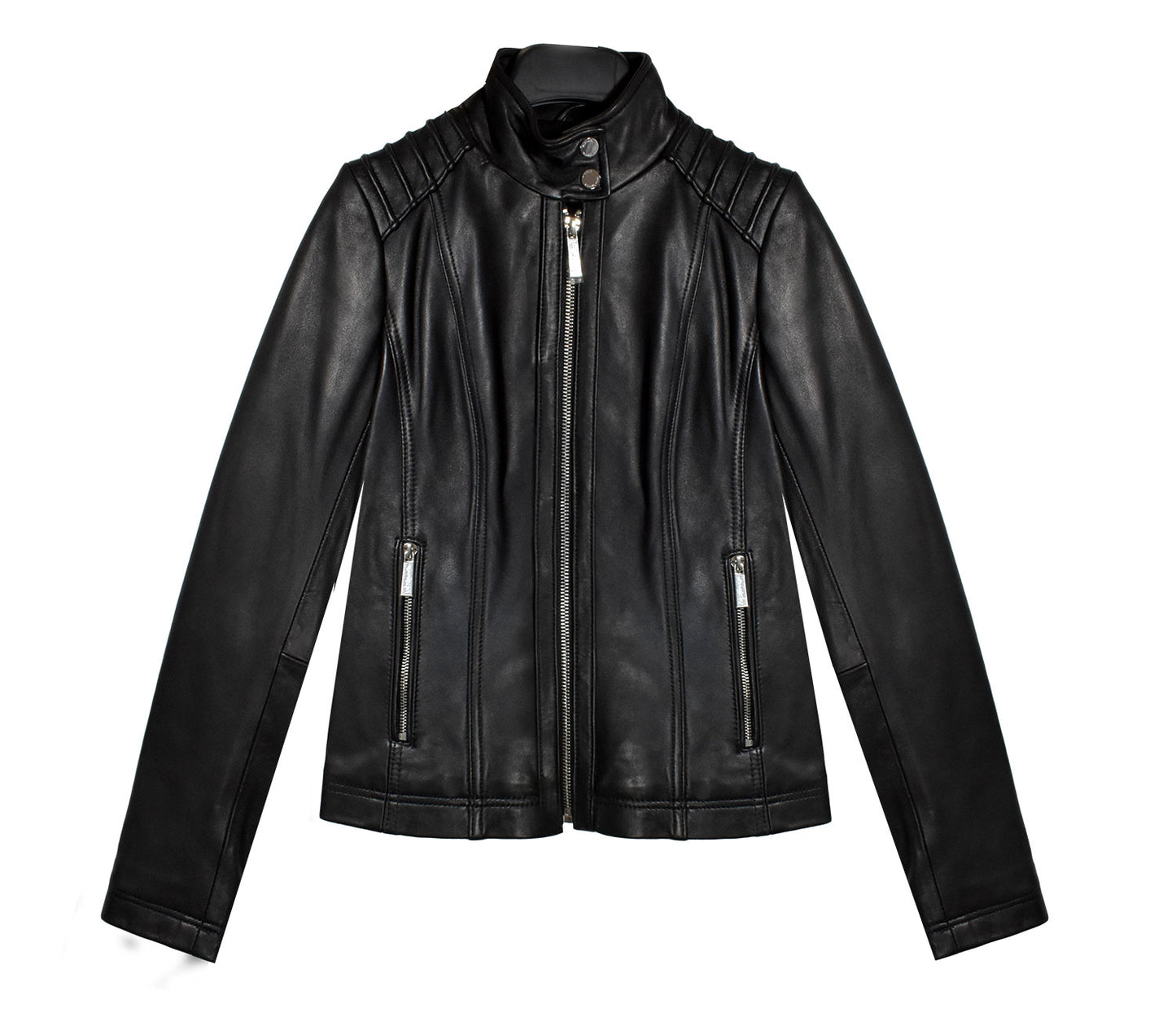 Michael Kors Women's Black Leather Jacket ZIPPER