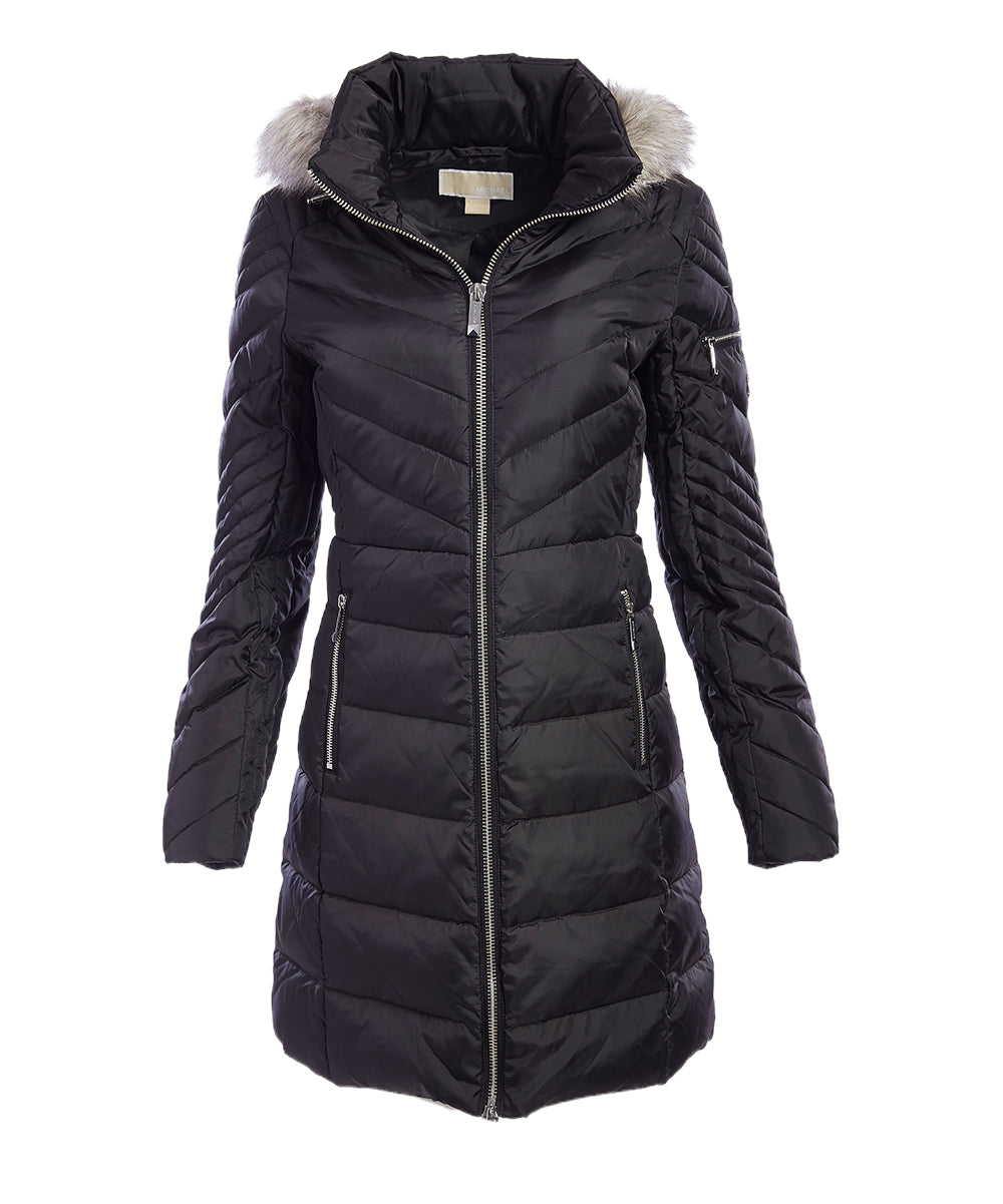 Michael Michael Kors Women's Black Down Chevron Puffer Coat