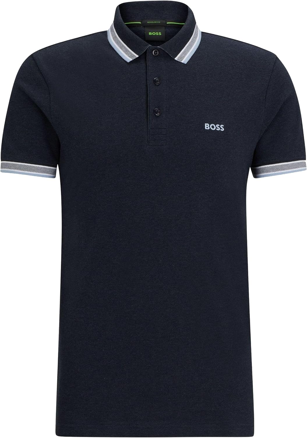 HUGO BOSS Men's Paddy Short Sleeve Contrast Color Polo Shirt Dark Navy Melange