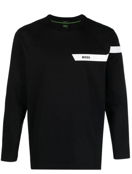 Hugo Boss Men Togn 1 Long Sleeve Stretch Cotton T-Shirt 001-Black