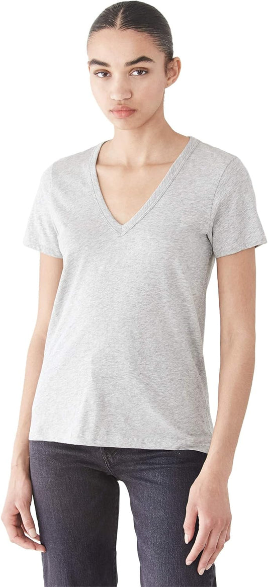 Rag & Bone Women The Vee Tee Heather Grey Short Sleeve Jersey Cotton T-Shirt