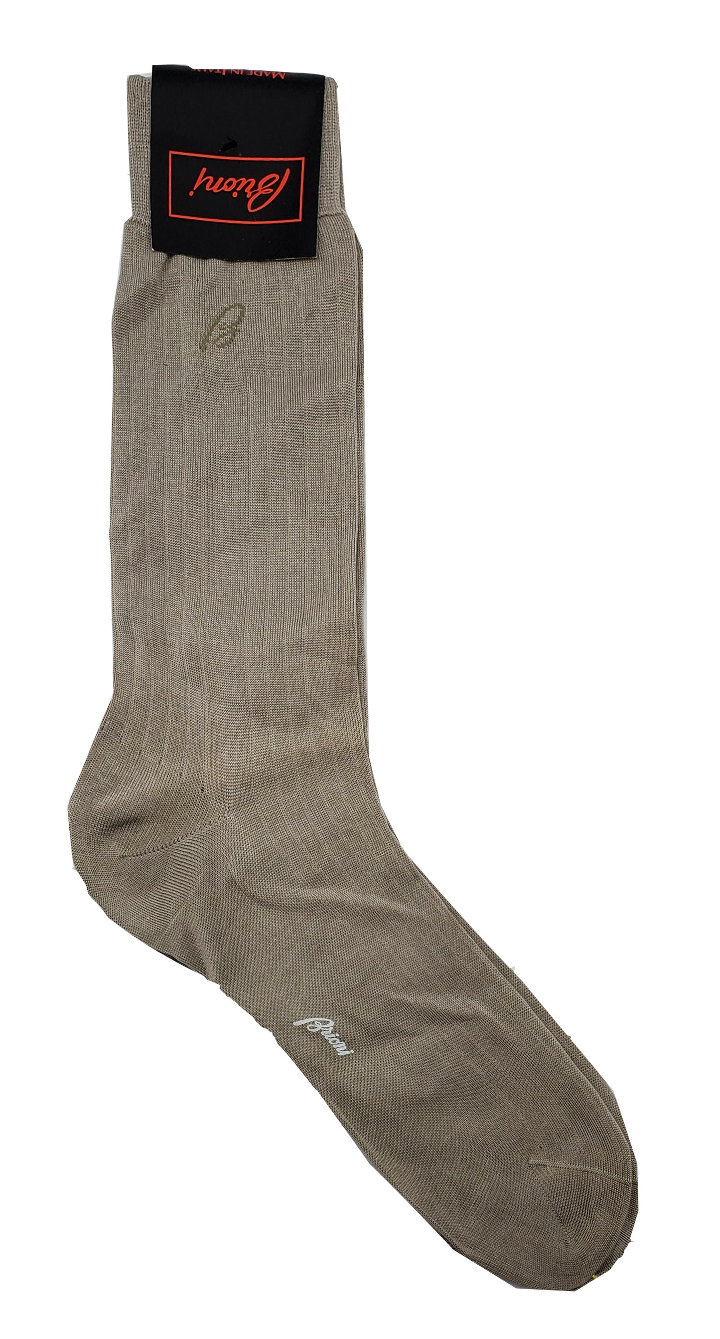 Brioni Men's Taupe 100% Cotton Ribbed Socks