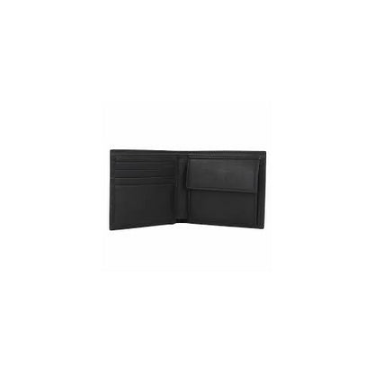 Hugo Boss Men's Black Letaher Big Bd Logo Bifold Wallet with Coin Compartment