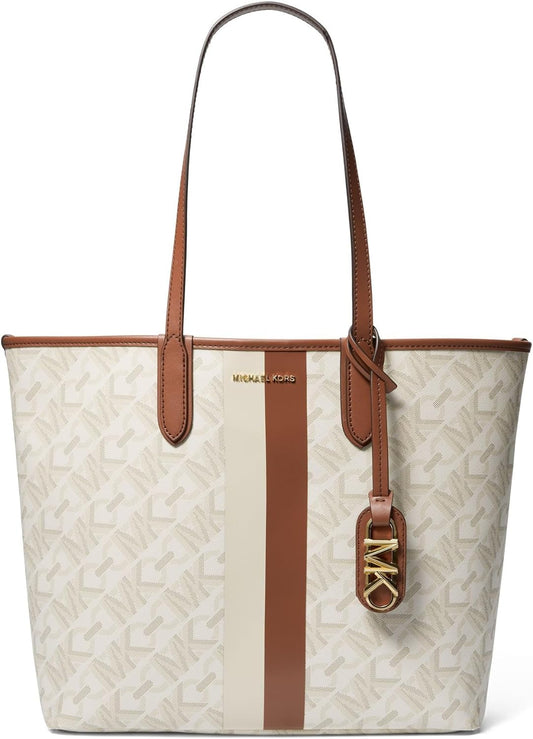 Michael Kors Eliza Large East/West Open Tote, Vanilla/Luggage