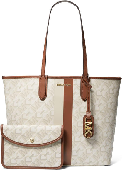 Michael Kors Eliza Large East/West Open Tote, Vanilla/Luggage