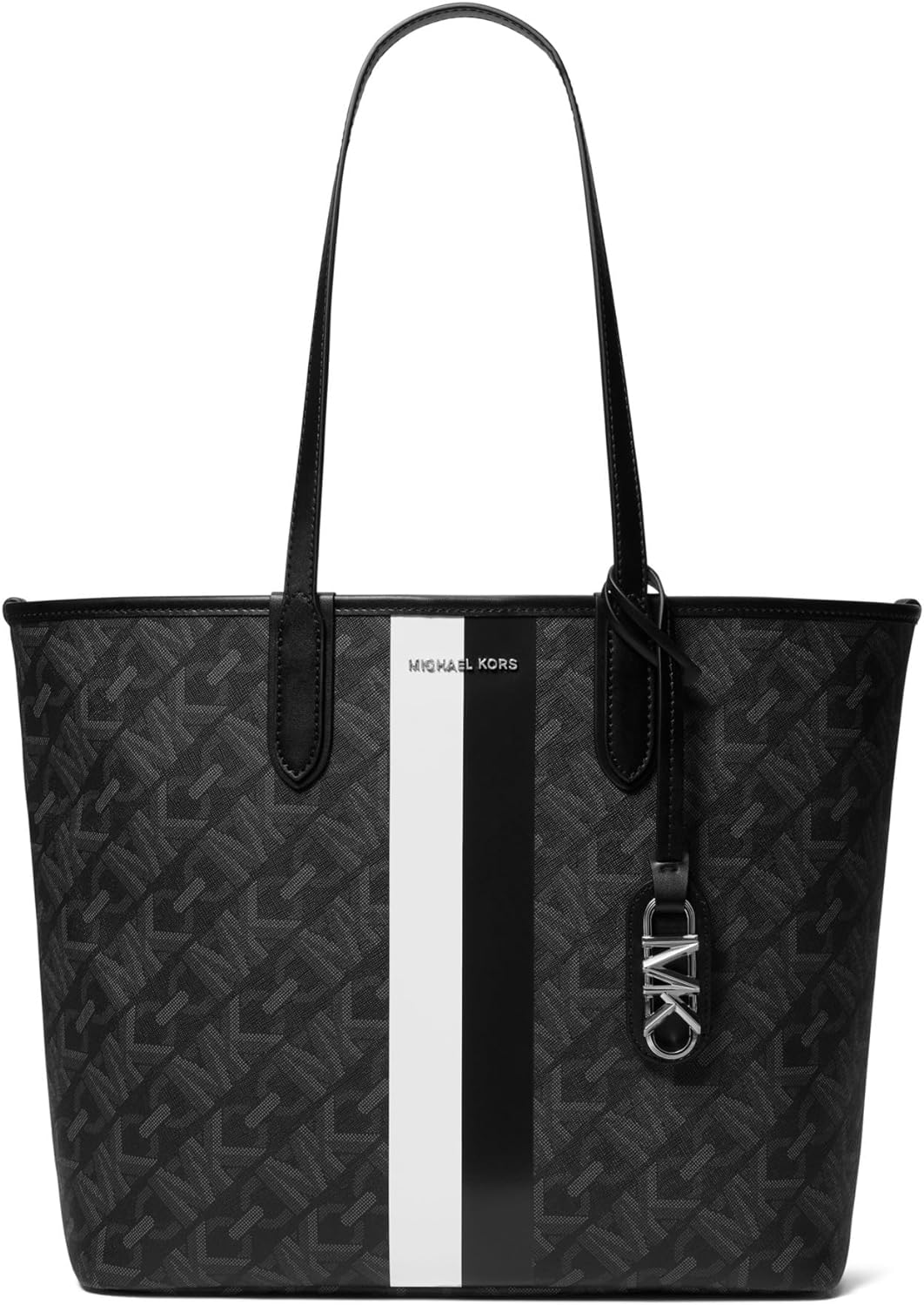 Michael Kors Eliza Large East/West Open Tote, Black/Optic White