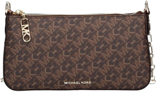 Michael Michael Kors Women's Empire Medium Chain-Link Pochette Crossbody Handbag, Brown/Luggage