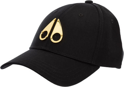 Moose Knuckles Men's Gold Logo Icon Cap, Black w/Gold Logo