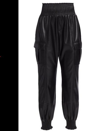 Cinq A Sept Women Lite Vegan Leather Jenning Cargo Pants Black