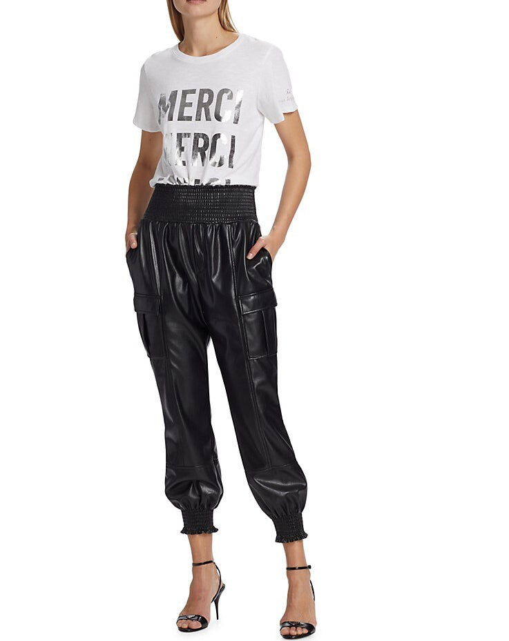 Cinq A Sept Women Lite Vegan Leather Jenning Cargo Pants Black