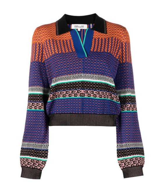 Diane Von Furstenberg Dvf Women Alonzo Knit Stripe Sweater Multicolor