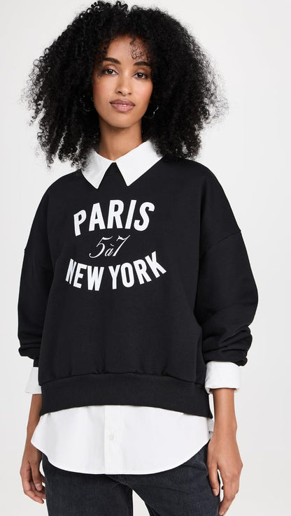 Cinq a Sept Women Paris New York Brandy Pullover Black Sweatshirt