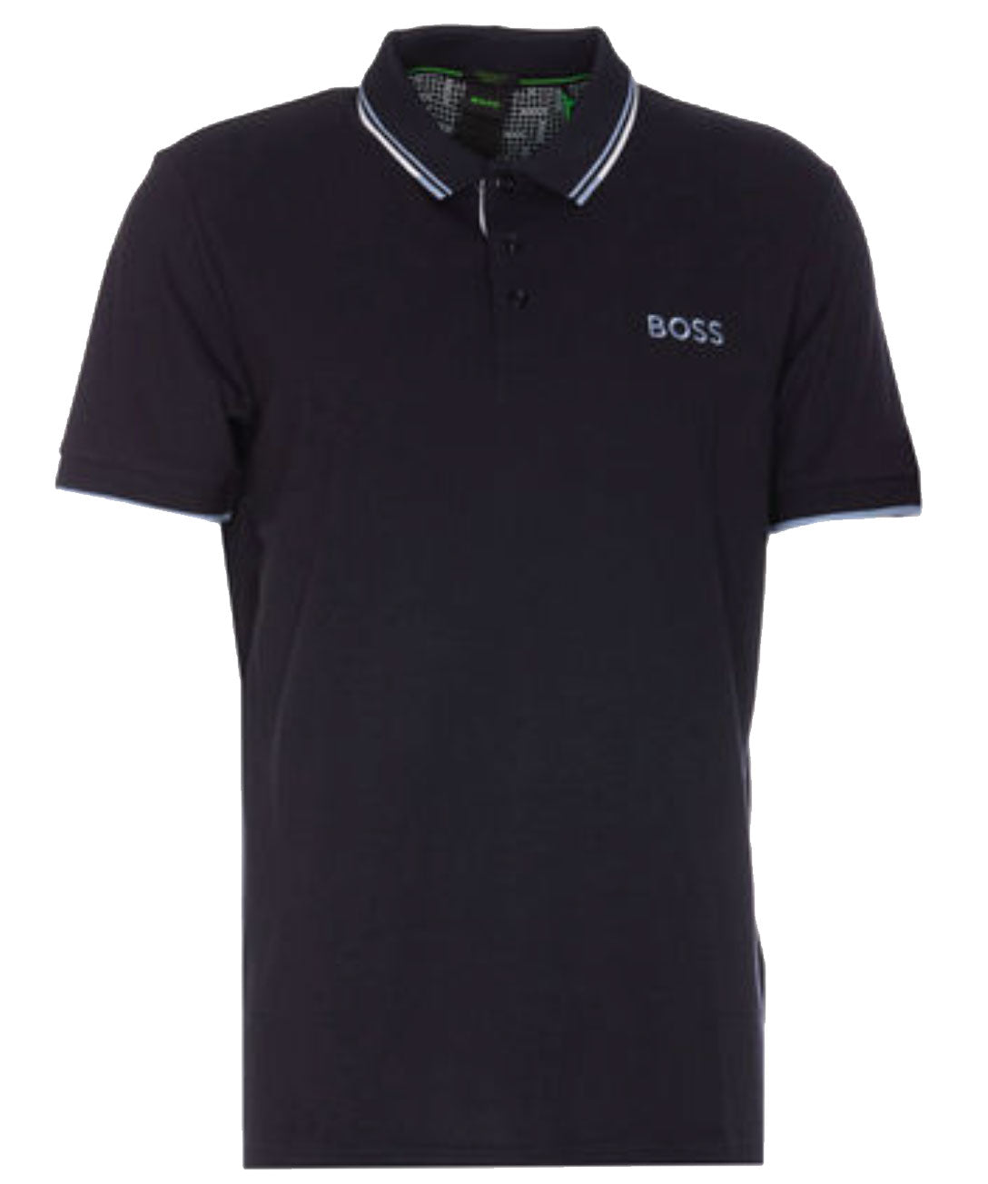 HUGO BOSS Men Paddy Pro Contrast Color Cotton Stretch Polo Shirt Indigo Blue