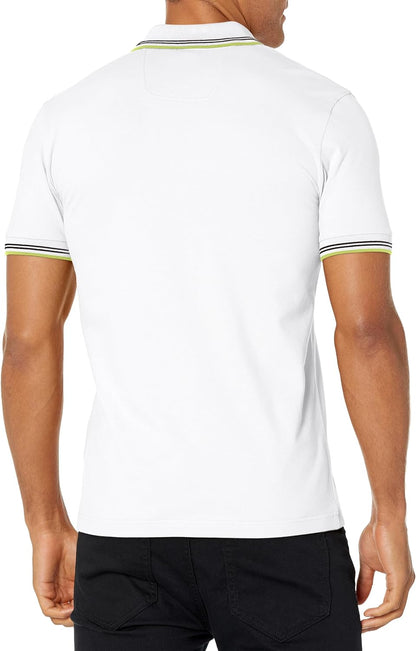 HUGO BOSS Men Paul Modern Essential Blank White/Electric Lime Polo T-Shirt