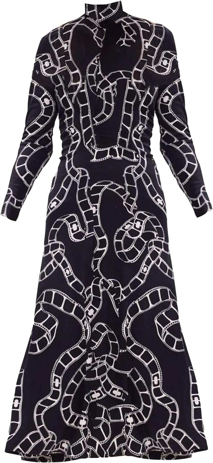 Diane Von Furstenberg Dvf Women Briony Black White Movie Chain Midi Dress