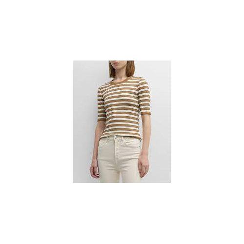 Veronica Beard Women Crew Neck Brown Stripes Draya