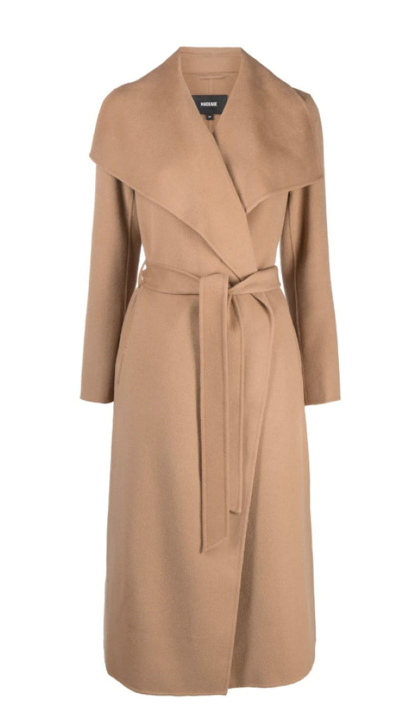 Mackage Ladies Belted Light Wool Coat Tan